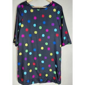 kate spade new york Polka Dot Dress Multicolor 3/4 Sleeve Crew Neck Size XS